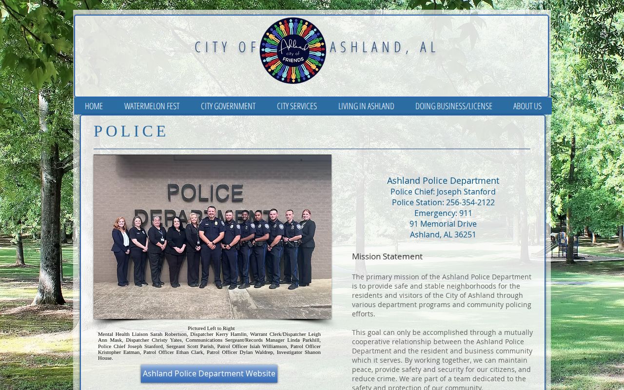 Ashland Police Department Clay County arrest information page