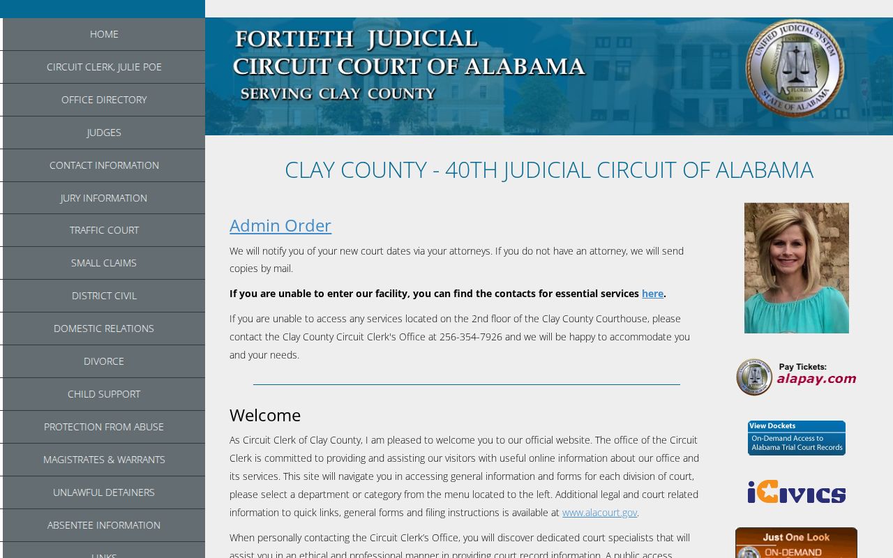 Clay County Circuit Clerk arrest case records access page