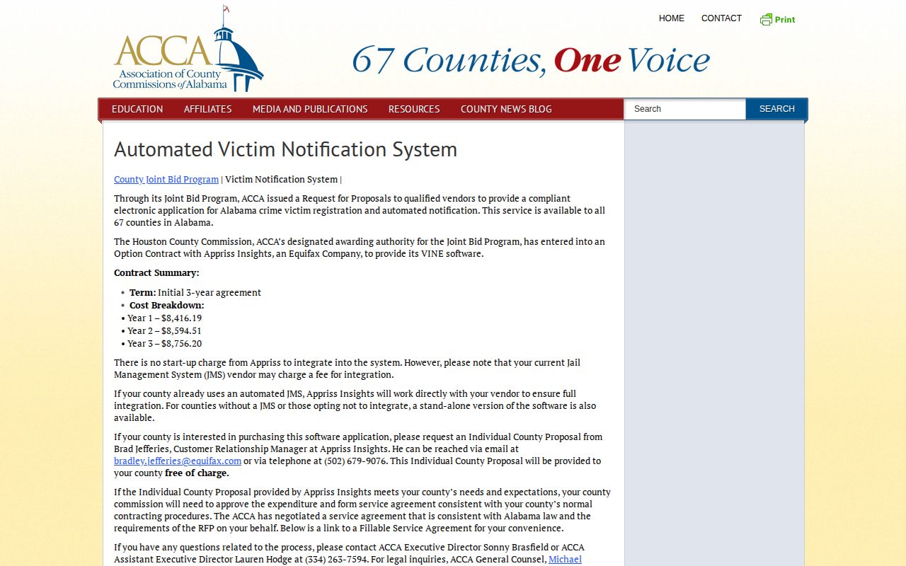 Clay County VINE custody notification participation information