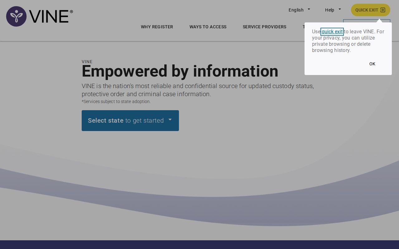 Clay County VINELink custody search portal screen
